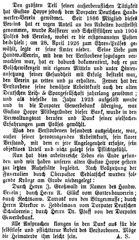 Hoppe Gustav Nachruf 1930 b