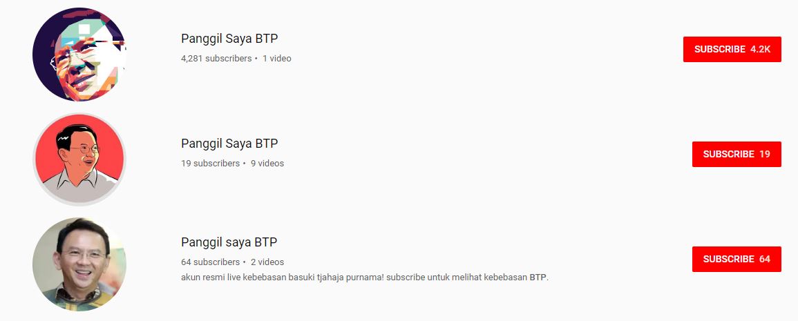 Channel YouTube Panggil Saya BTP palsu