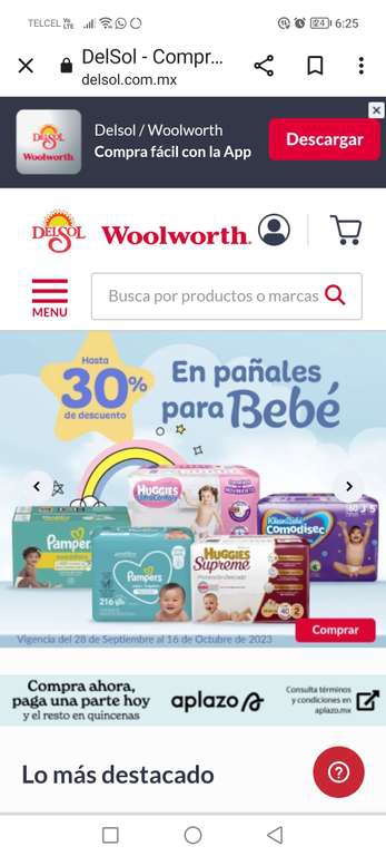 Del Sol: 30% de descuento en pañales 
