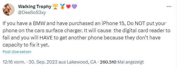 BMW & iPhone 15 issues