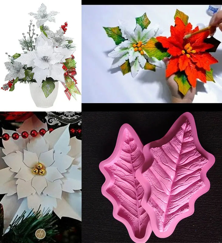 Molde foami flores poinsettias noche buena para navidad