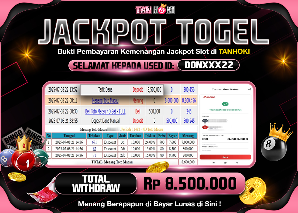 TANHOKI JACKPOT TOGEL TOTO MACAU Rp.8.500.000,- LUNAS