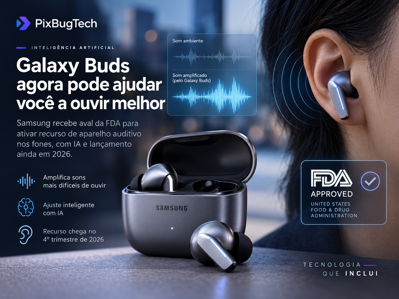 Galaxy Buds entram na saúde regulada: FDA libera função de aparelho auditivo da Samsung