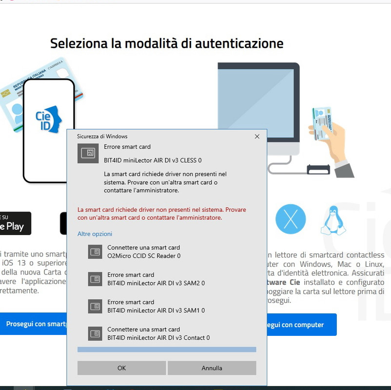 Card richiede driver non presenti? - CIE - Forum Italia