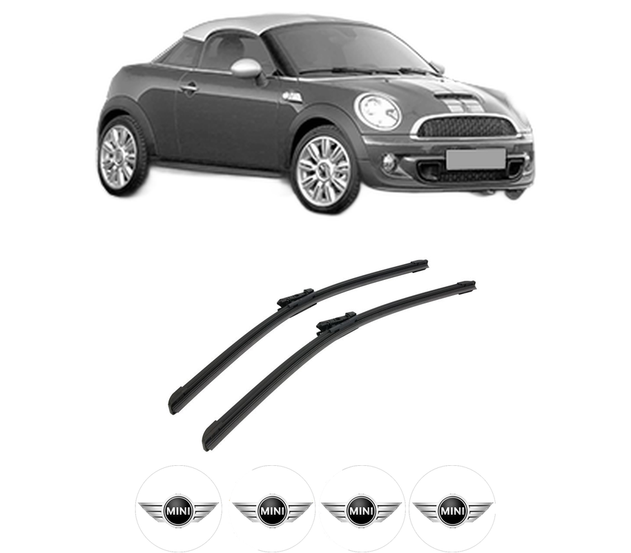 Set stergatoare auto MINI MINI Coupe (R58) din 2010-2015, pentru parbriz auto, 2 bucati, Bosch Aerotwin, din cauciuc siliconat rezistent, 4 Stickere Auto MINI