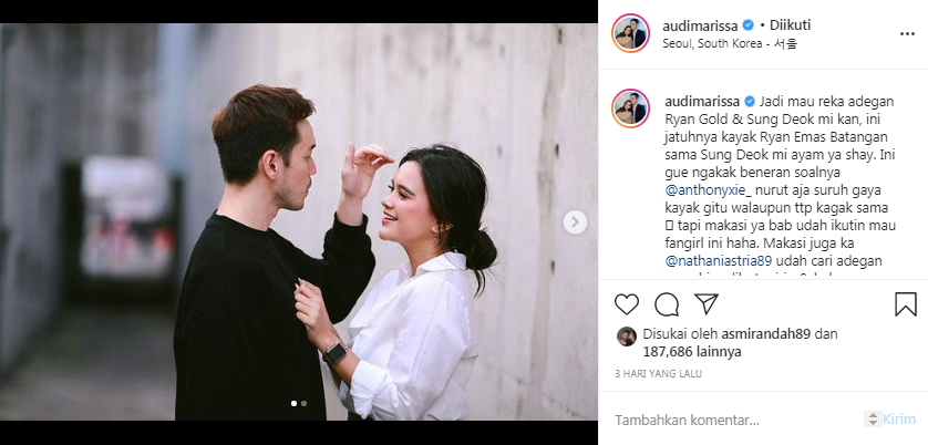 Audi Marissa dan Anthony Xie bergaya bak adegan di drama Korea Her Private Life