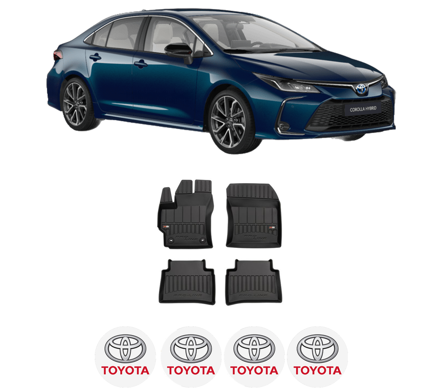Set covorase presuri TOYOTA COROLLA Saloon (_E21_) din 2019-2021, auto, din cauciuc thermoplastic, 4 Stickere auto cu TOYOTA