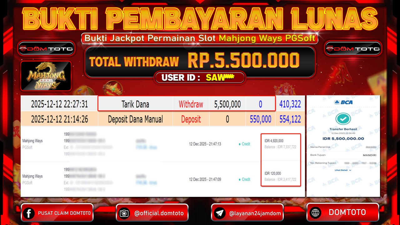 JACKPOT SLOT Mahjong Ways PGSoft 12 DECEMBER 2025