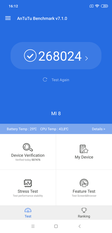 Xiaomi Mi8 test Antutu