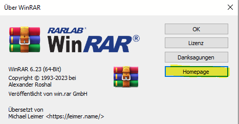 WinRAR Update-Dialog