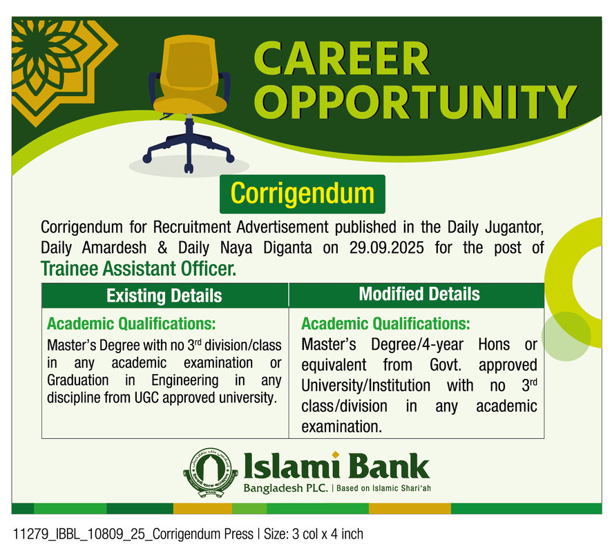 Islami-Bank-Bangladesh-PLC-Trainee-Assistant-Officer-Revised-Job-Circular-2025