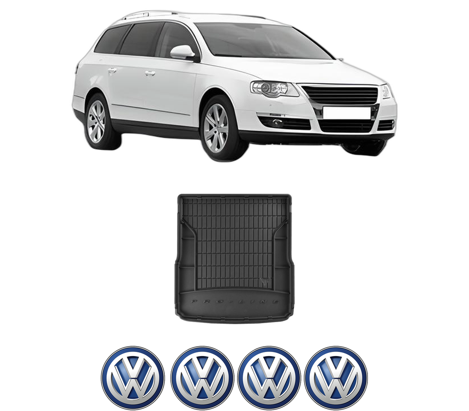 Tavita Portbagaj Volkswagen PASSAT B6 Variant (3C5) din 2005-2011, Protectie Portbagaj Auto, 4x Stickere auto cu Volkswagen