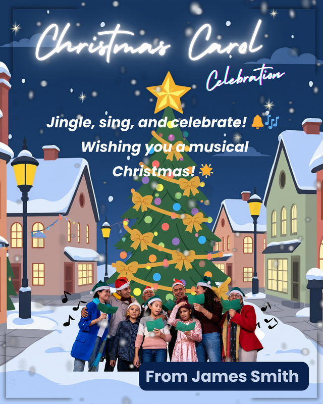 Christmas Carol Kids Greeting Card Template (Editable in Canva)