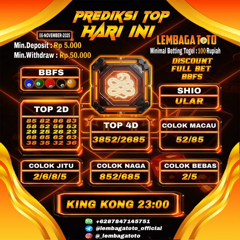 Prediksi Togel 06 Nov 2025 Lembagatoto