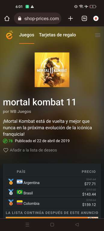 Mortal Kombat 11 Nintendo switch ARGENTINA 
