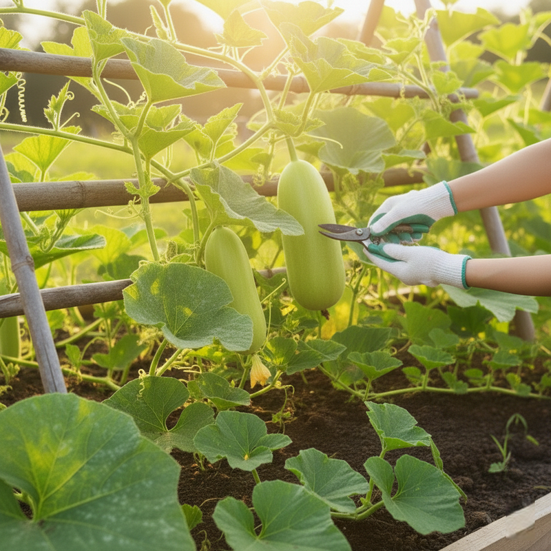 Harvesting Bottle Gourd