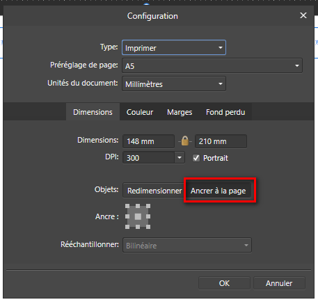 Redimensionnement document