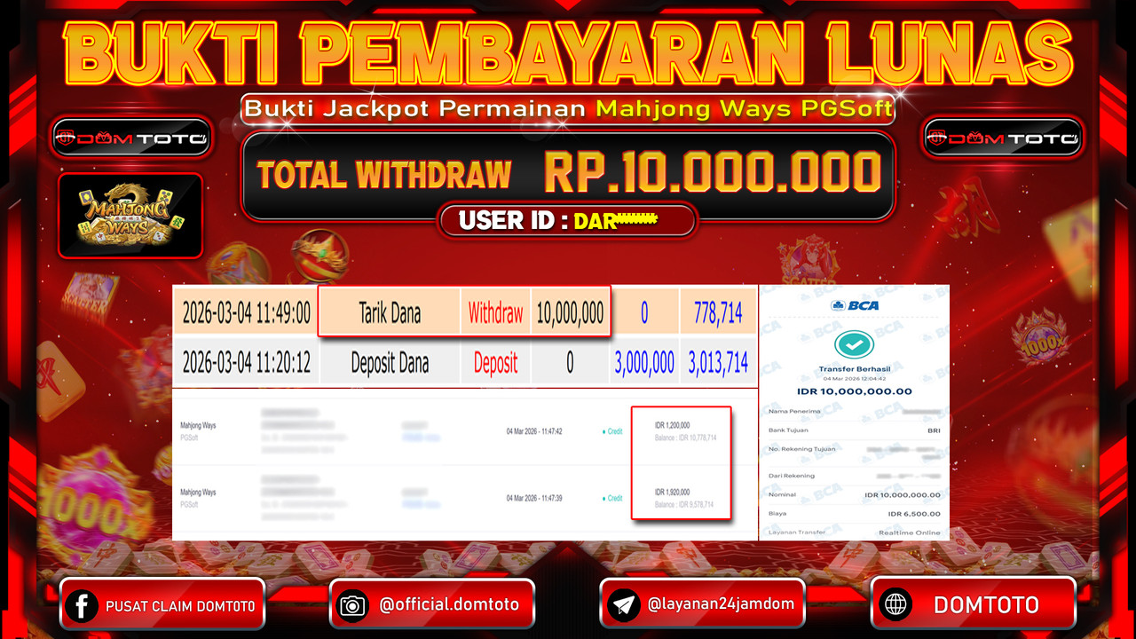 JACKPOT SLOT Mahjong Ways PGSoft 04 MARET 2026