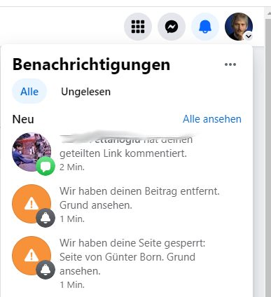 Facebook Sperrbenachrichtungen