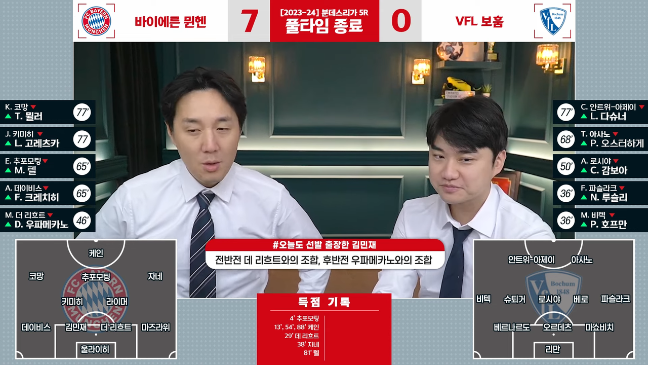 [후토크] '선발 고정' 김민재 오늘은 더리흐트랑 스타트ㄷㄷ 무려 5골 만든 케인 5-58 screenshot