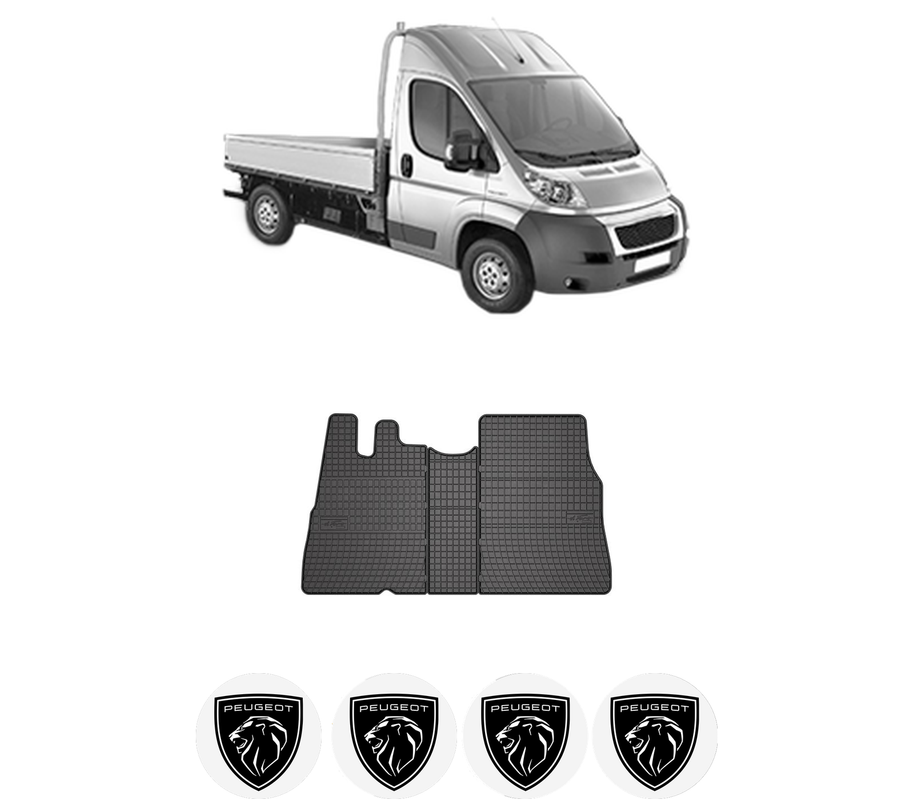 Set covorase presuri PEUGEOT BOXER Platform/Chassis din 2006-2023, auto, din cauciuc thermoplastic, 4 Stickere auto cu PEUGEOT