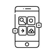 Icon representing UI/UX design with wireframe and pencil