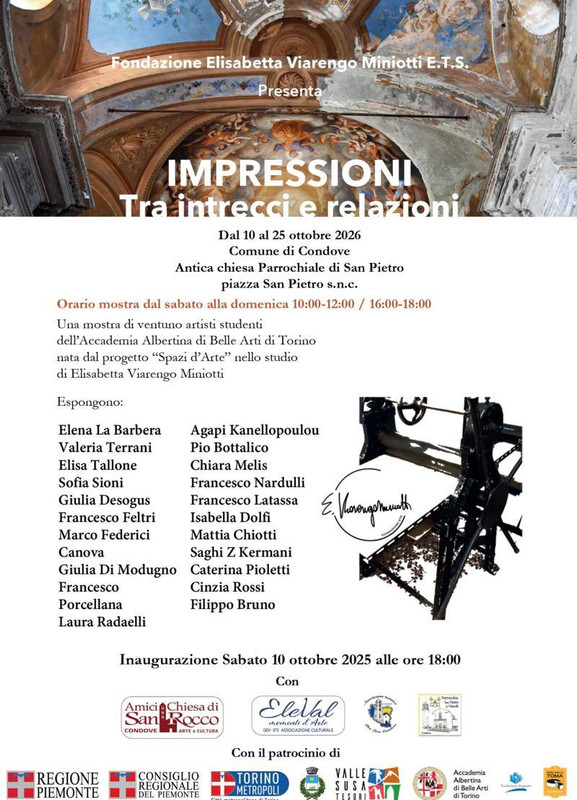 Impressioni, tra intrecci e relazioni in mostra a Condove dal 10 al 25 ottobre 2026