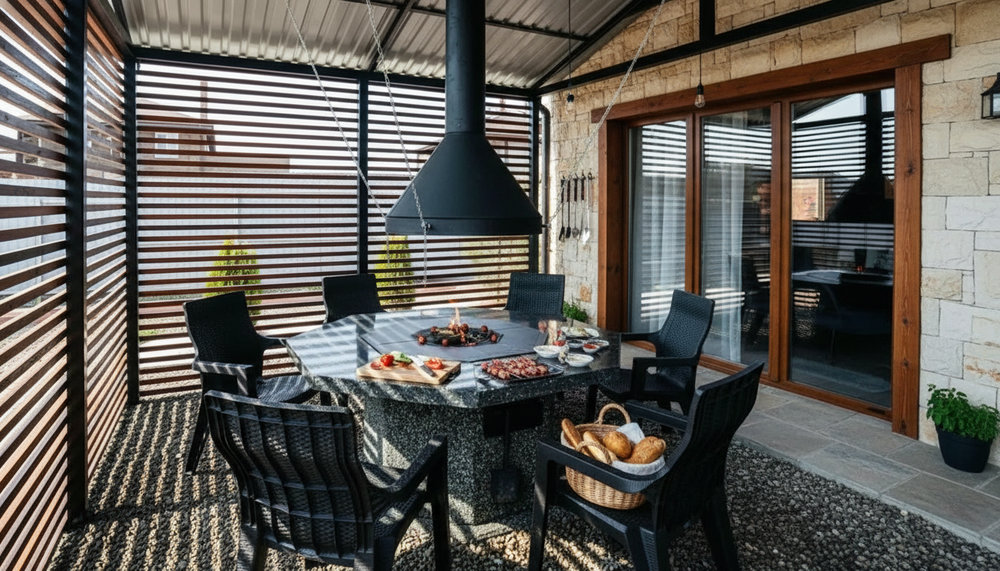 Компактный гриль-стол для небольшого патио