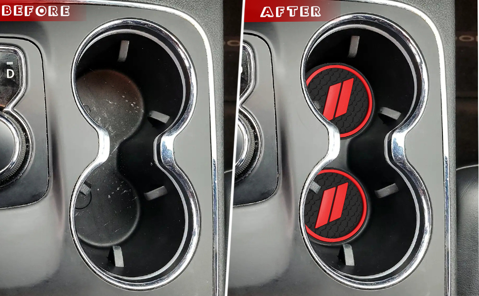 Anello Decorativo Per Portabicchieri Dodge Durango 2011+ - Rosso ABS, Accessorio Interno - 2
