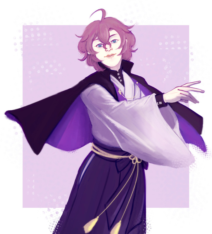 A redraw of Yumeno Gentaro (Hypnosis Mic) based on an image his stage actor, Imai Shunto, posted on Twitter on July 18th, 2025. It's Gentaro mid-spin, his clothes swaying with the motion.