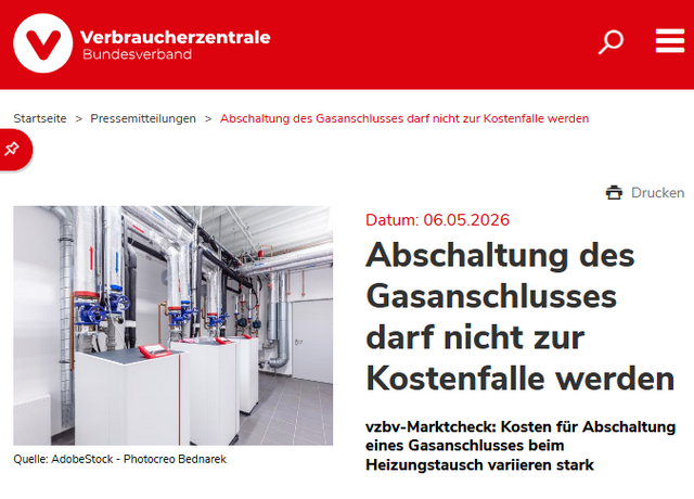 Rückbaukosten Gasanschluss 
