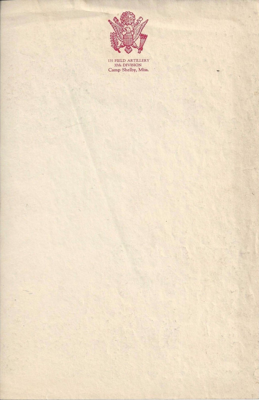 Folio ( 135º Artilleria Campaña - 37ª Div. Inf. - Camp Shelby, Mississippi ) - 01a