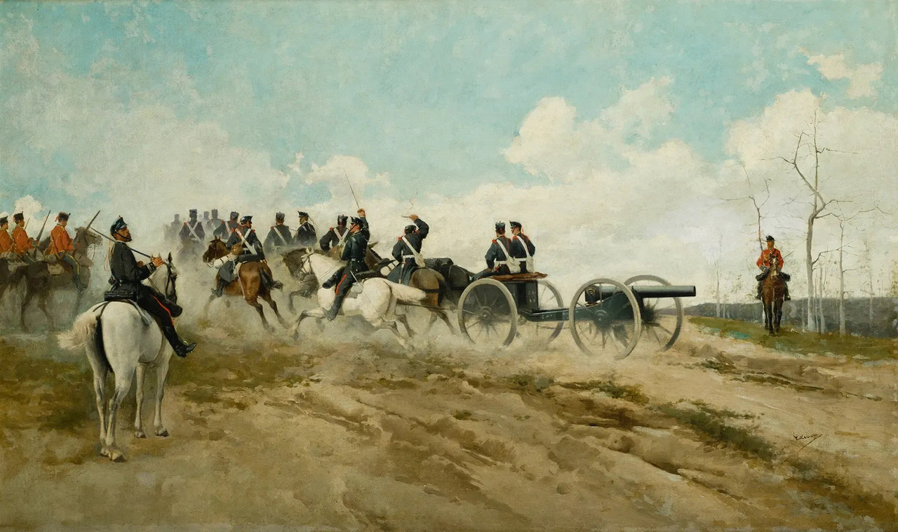 Carlista,artilleria moviendose durante la batalla,ENRIQUE ESTEVAN Y VICENTE