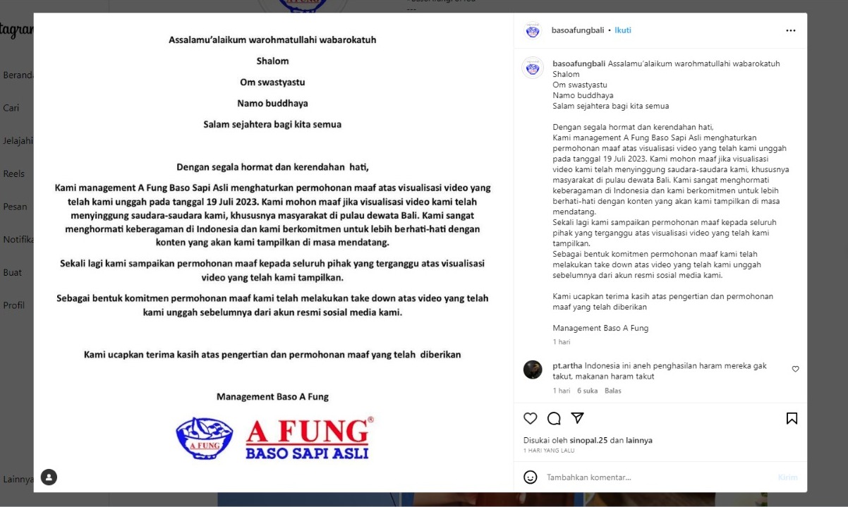 Baso A Fung yang baru-baru ini viral lontarkan permintaan maaf usai lakukan aksi penghancuran alat makan dan bikin masyarakat tersinggung.