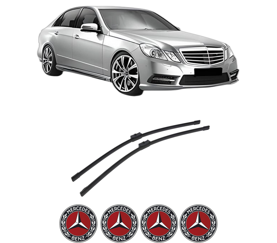 Set stergatoare auto MERCEDES-BENZ E-CLASS (W212) din 2009-2016, pentru parbriz auto, 2 bucati, Bosch Aerotwin, din cauciuc siliconat rezistent, 4 Stickere Auto MERCEDES-BENZ