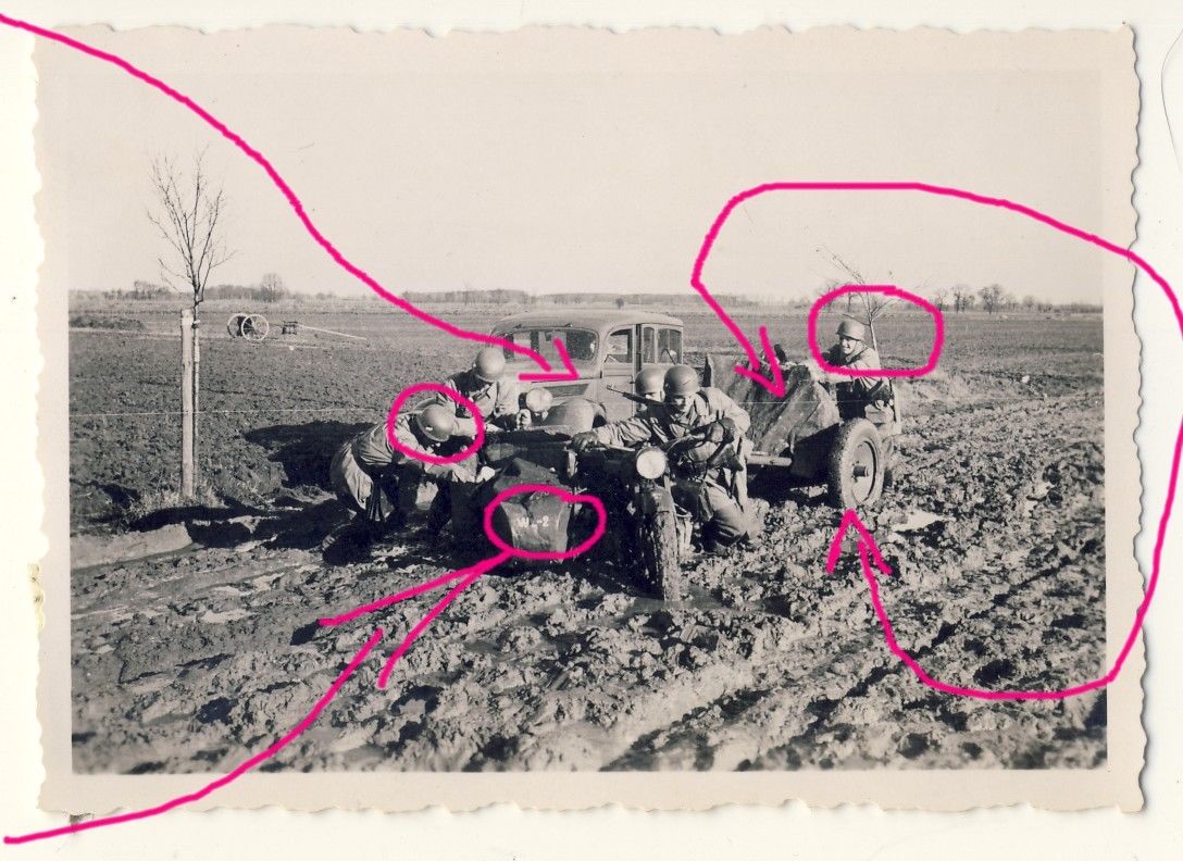 Fallschirmjäger m. Krad-Gespann & Pak Knochensack FJ-Stahlhelm