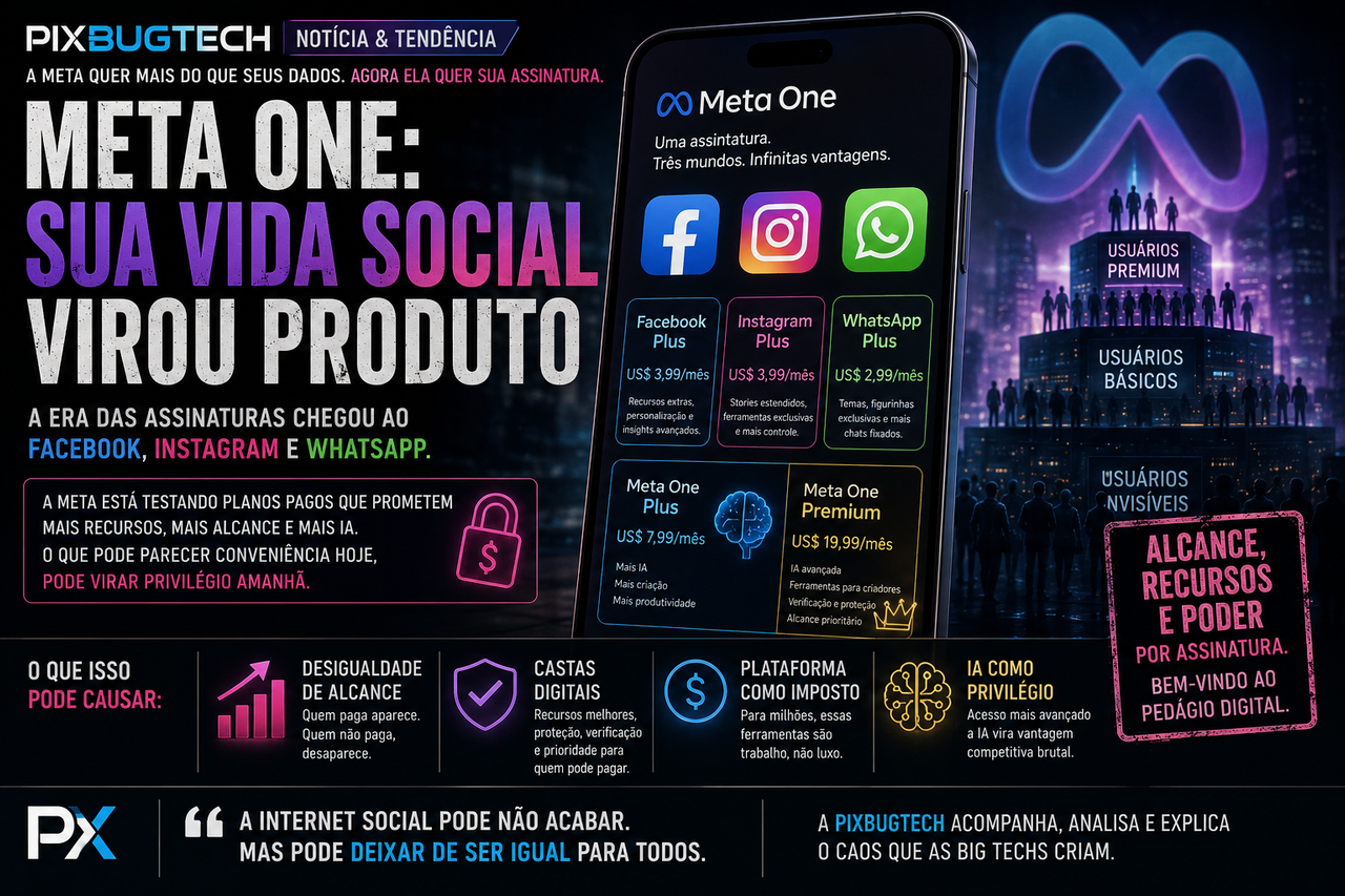 Meta One: Facebook, Instagram e WhatsApp estão virando serviços por assinatura — e isso muda o preço invisível da vida digital