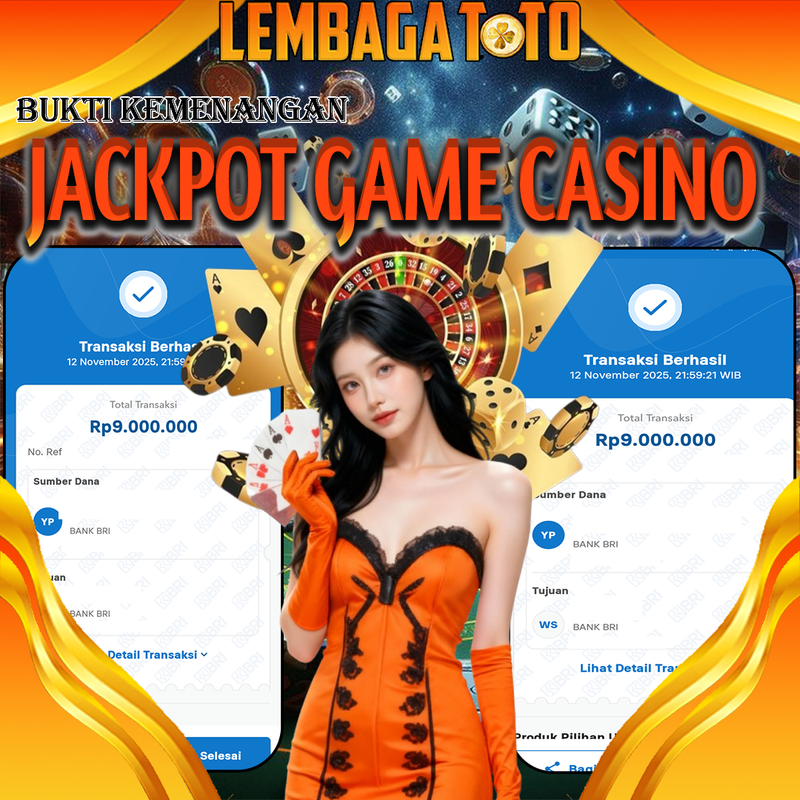 BUKTI JACKPOT 13 NOVEMBER LEMBAGATOTO LIVE CASINO Rp.9.000.000,- LUNAS