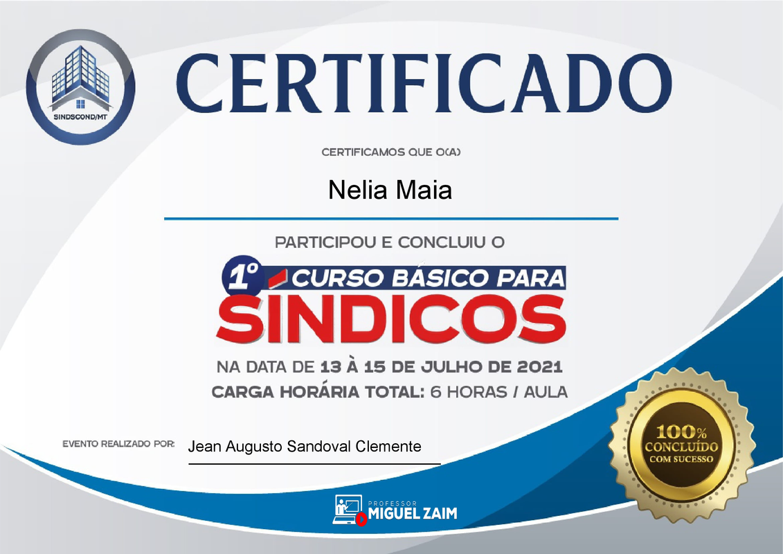 Certificado Curso Síndico