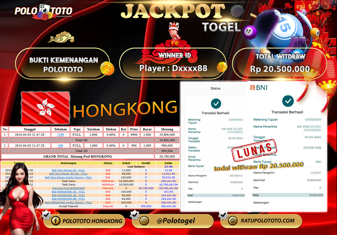 POLOTOTO BUKTI JACKPOT TOGEL HONGKONG Rp 20.500.000,-