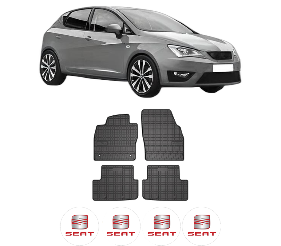 Set covorase presuri SEAT IBIZA V (KJ1, KJG) din 2017-2020, auto, din cauciuc thermoplastic, 4 Stickere auto cu SEAT