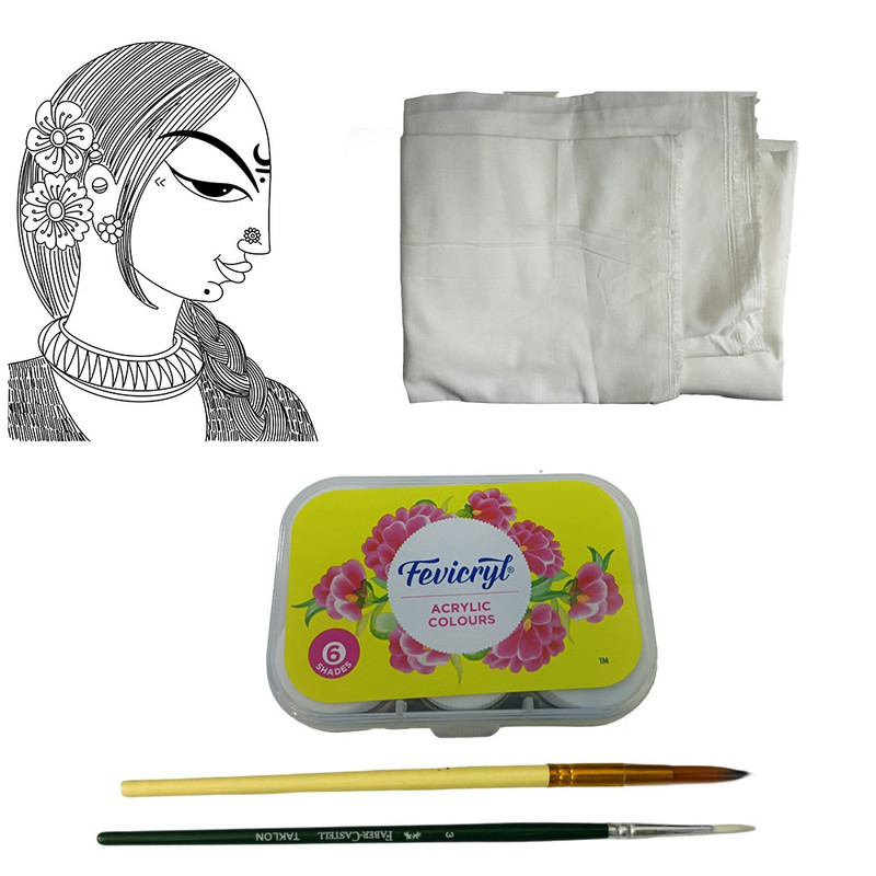 Fabric Painting on Dupatta DIY Kit by Penkraft