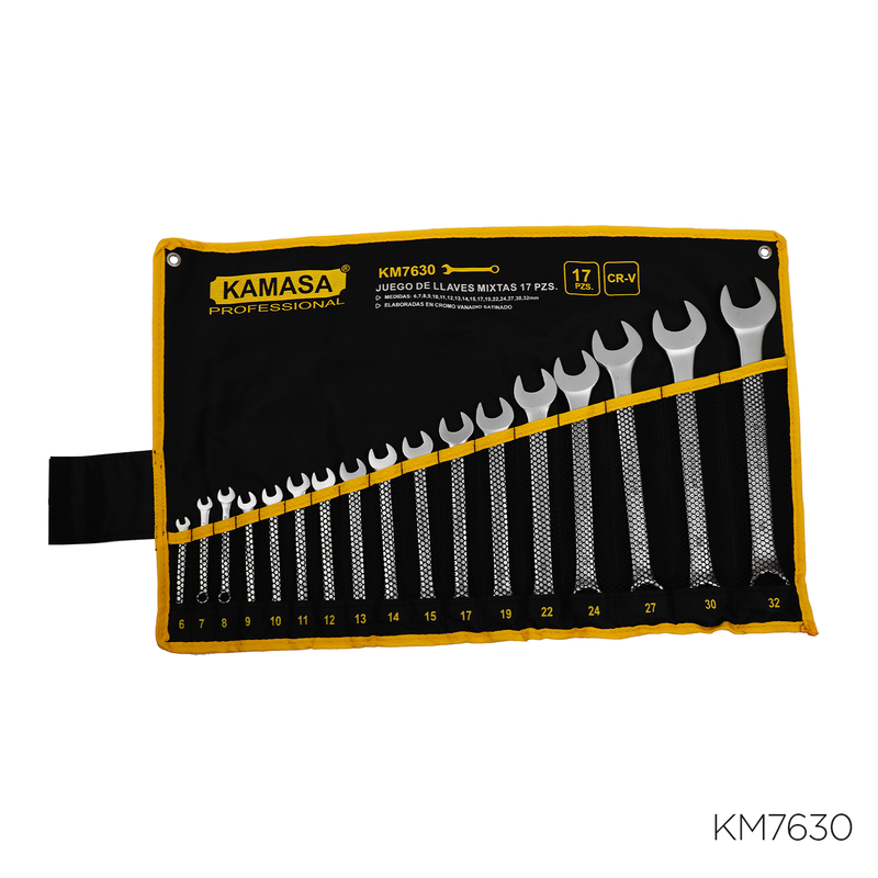 JUEGO LLAVE MIXTA 17 PCS 6-32MM CR-V KAMASA