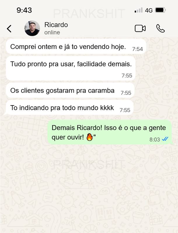 Depoimento de cliente que lucrou com as estampas