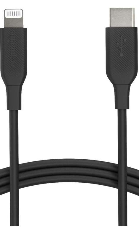 Amazon Basics - Cable de cable USB-C a Lightning, cargador certificado MFi para Apple iPhone iPad, negro, 6 pies