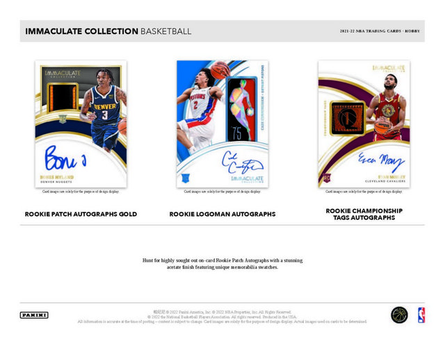 FICHE] 2021-22 IMMACULATE COLLECTION - Basketball Trading Cards