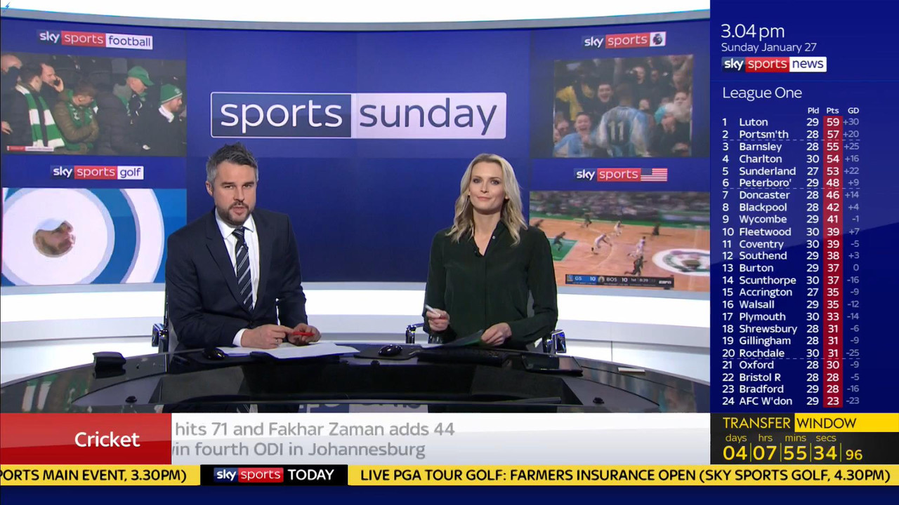 27 January - 12.00.00 - Sports Sunday. Stay in touch with the ne