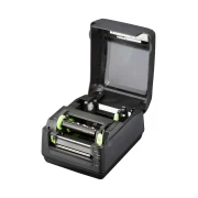 Impressora SATO WS4 imprimindo uma etiqueta de código de barras