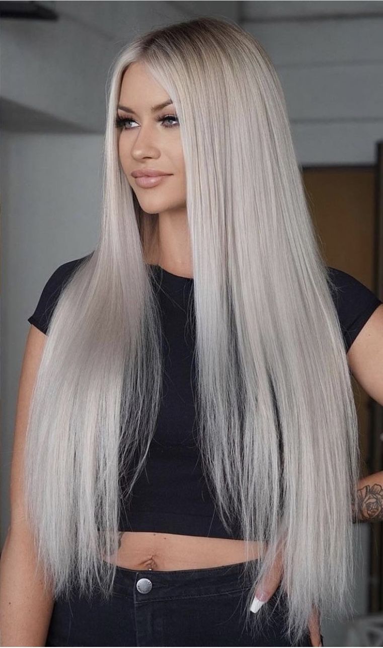 Platinum blonde long hair