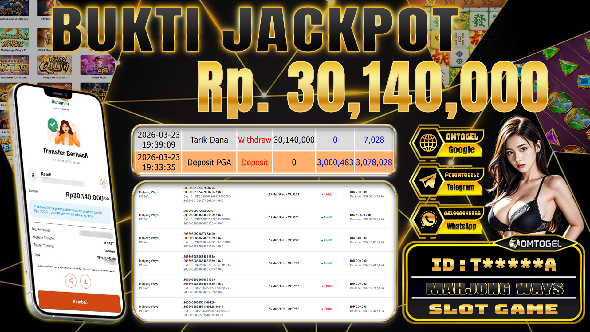 OMTOGEL JACKPOT PG SOFT MAHJONG WAYS, 30 JUTA DI BAYAR LUNAS ,-